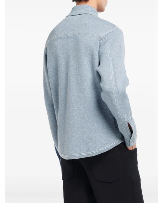 Barrie Blue Knitted Overshirt for men