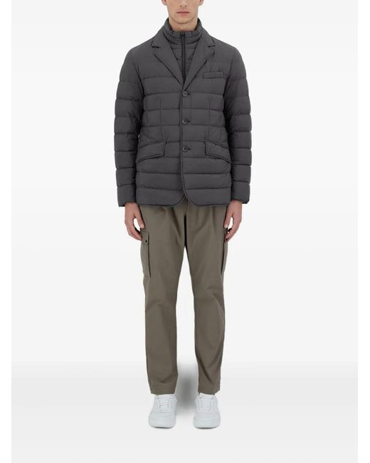 Herno Black Quilted Three-Button Padded Jacket for men