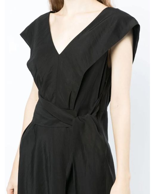 Vince Black V-Neck Sleeveless Midi Dress