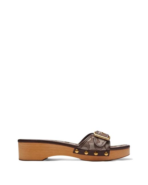 COACH White Margot Monogram Buckled Sandals