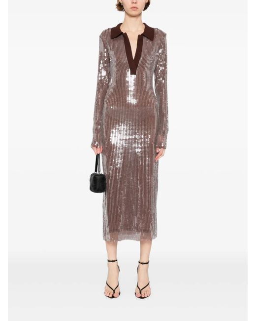 Monse Brown Mesh Midi Dress