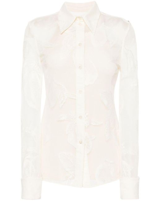 Sportmax White Layered Floral-lace Shirt