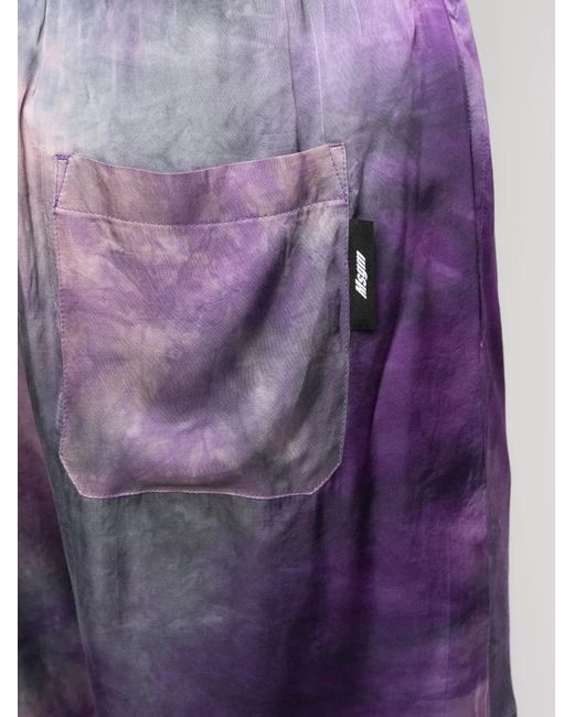MSGM Purple Tie-Dye Track Shorts for men