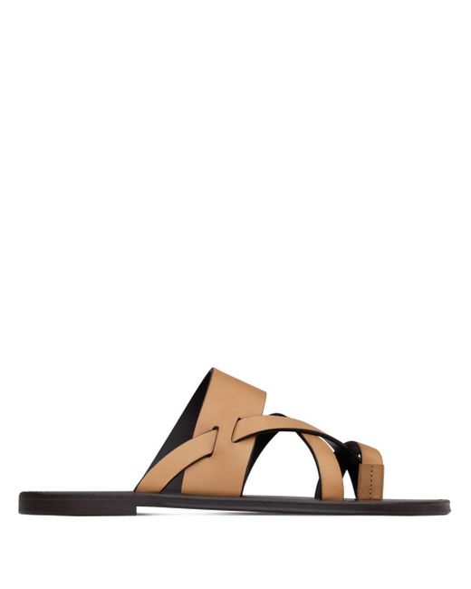 Saint Laurent Brown Culver Leather Sandals for men