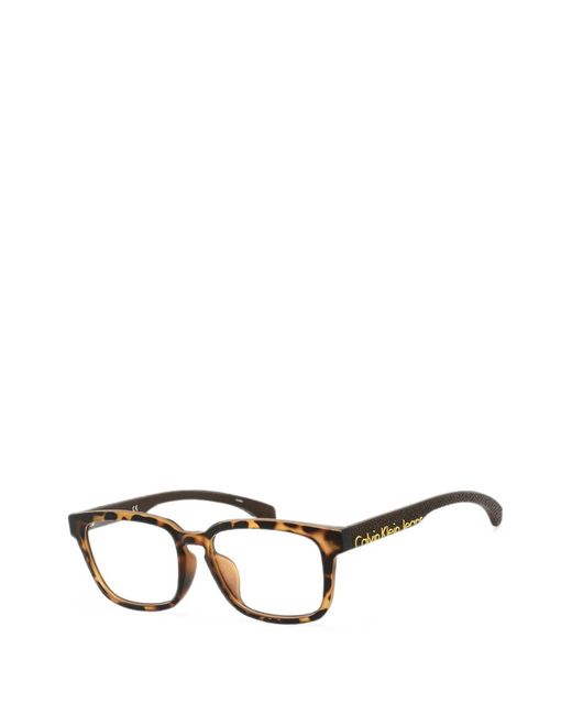 Calvin Klein Black Tortoiseshell-Effect Rectangle-Frame Glasses for men