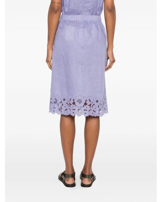 Vita Kin Purple Galatea Broderie-Anglaise Midi Skirt