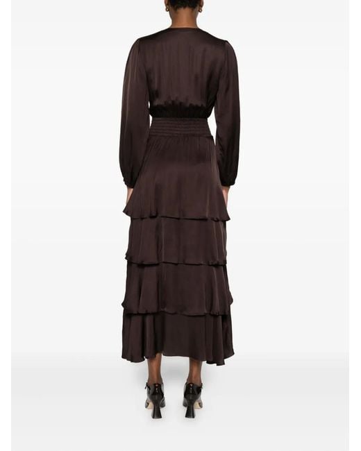 Maje Black V-Neck Ruffled Mini Dress