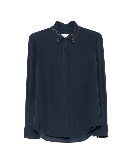Trame Auree Blue Frida Crystal-Embellished Long-Sleeve Shirt