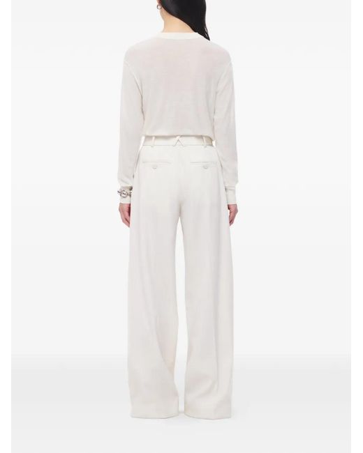 Another Tomorrow White Fine-Knit Long-Sleeve Top