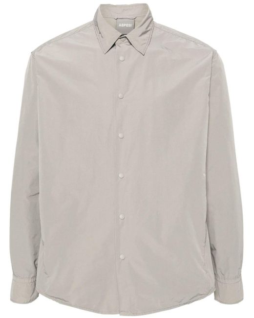 Aspesi White Crinkled Reflective Shirt for men