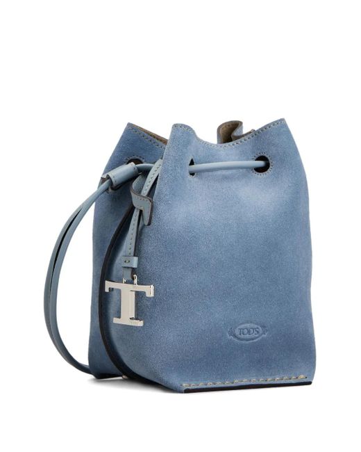 Tod's Blue Suede Bucket Bag