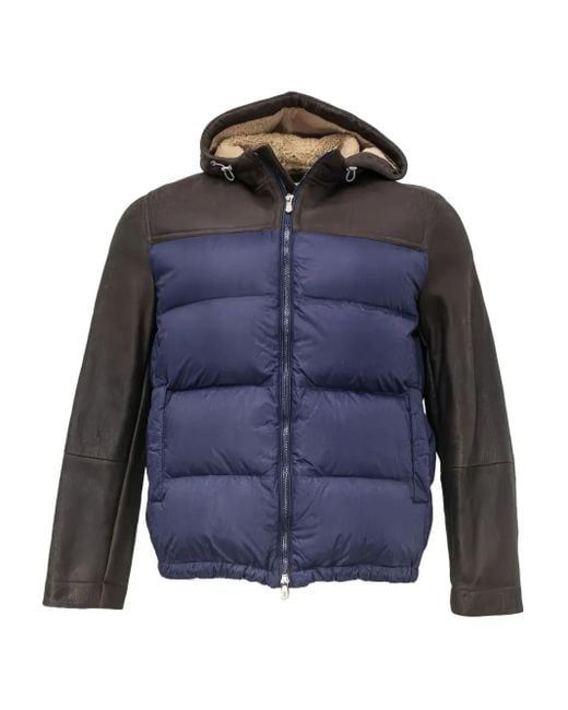 Brunello Cucinelli Blue Colour-Block Puffer Jacket for men