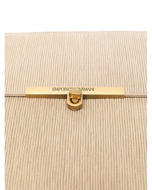 Emporio Armani Natural Asv Corduroy-Effect Logo-Plaque Clutch Bag for men