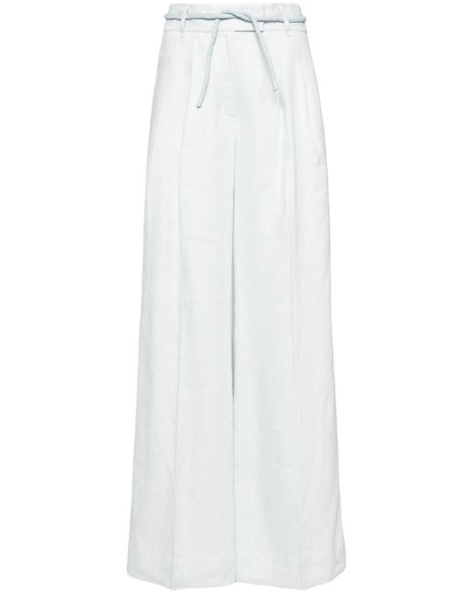 Zimmermann White Natura Linen Wide-leg Trousers