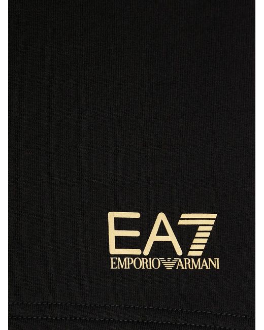 EA7 Black Logo-Print Shorts for men