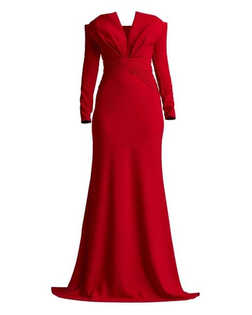 Vestido de fiesta con hombros descubiertos Tadashi Shoji de color Red