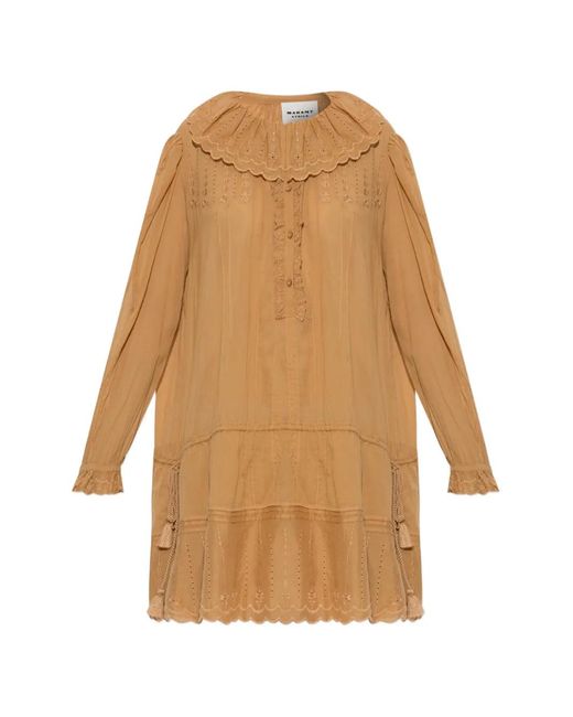Isabel Marant Natural Lenora Broderie-Anglaise Ruffled Mini Dress
