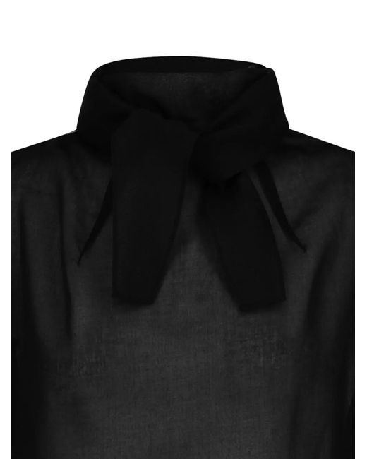 Amomento Black Knotted Collar Top