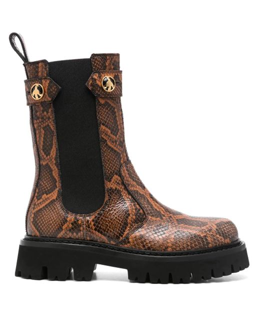 Moschino スネークスキンパターン ブーツ Brown