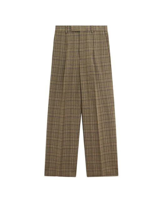 Auralee Green Check-Pattern Pleated Trousers