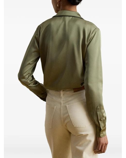 Ralph Lauren Green Satin Regular Fit Shirt