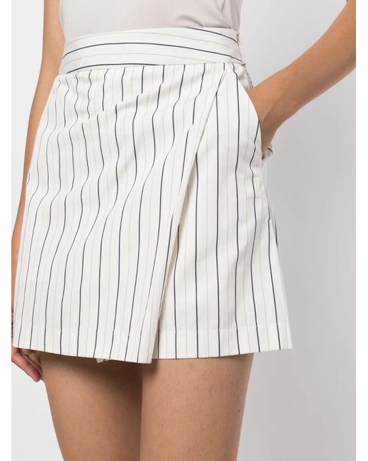 Palmer//Harding White Stripe-Print Skirt-Overlay Shorts