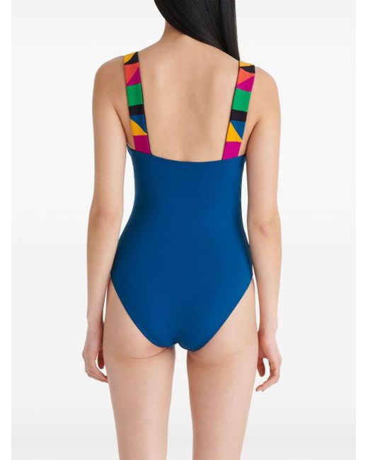 Eres Blue Tempo Geometric-print Swimsuit
