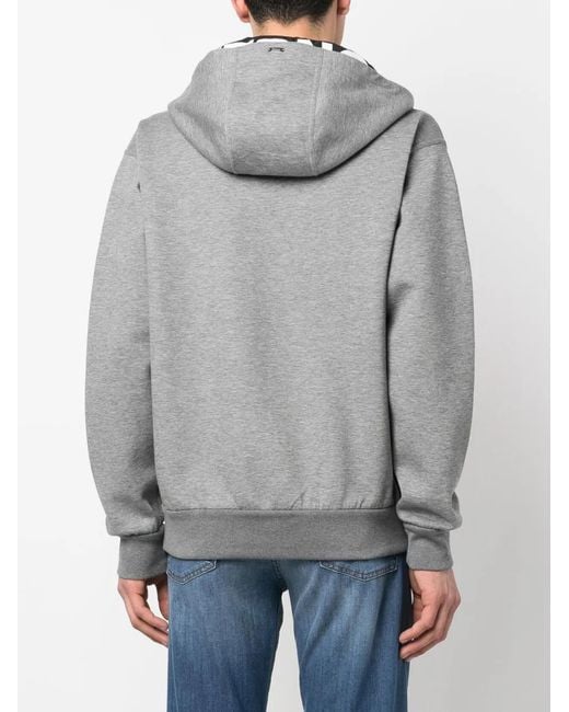 Herno Gray Layered-Effect Cotton-Blend Hoodie for men