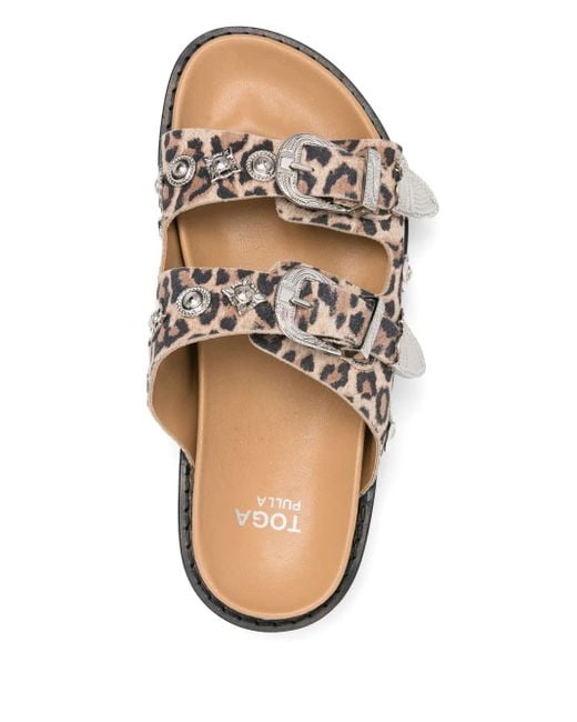 Toga Leopard-print Flat Sandals White