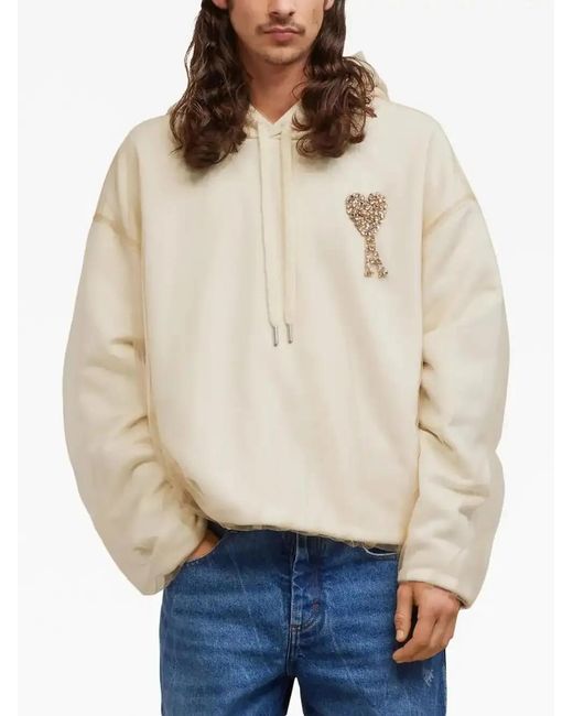 AMI Natural Ami De Coeur Tulle Hoodie