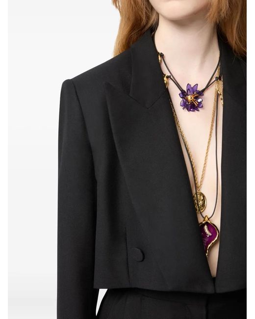 Nina Ricci Black Double-Breasted Wool Cropped Blazer