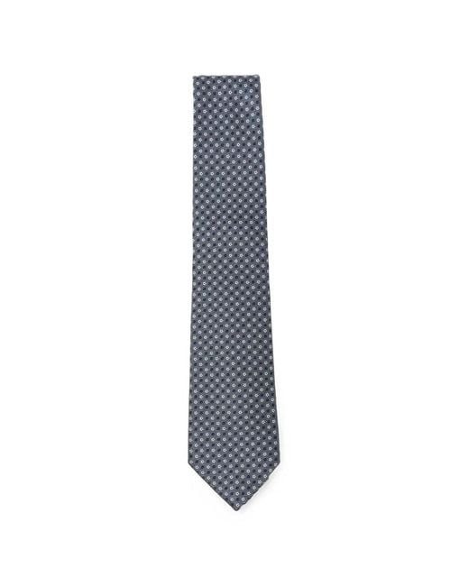 Canali Blue Geometric-Pattern Silk Tie for men