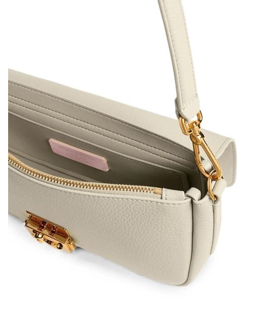 Coccinelle White Medium C-Me Lock Logo-Clasp Shoulder Bag