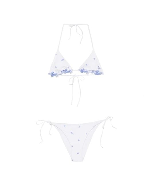 Ermanno Scervino White Floral-Embroidered Bikini