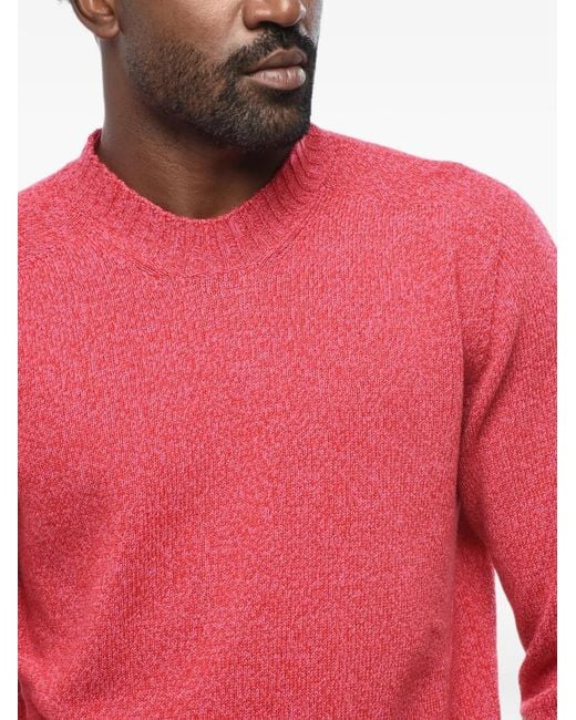 Malo Red Cashmere Crew-Neck Sweater for men