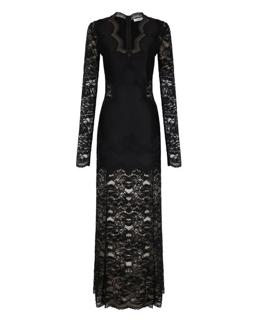 Rabanne Black Long-Sleeve Lace Maxi Dress