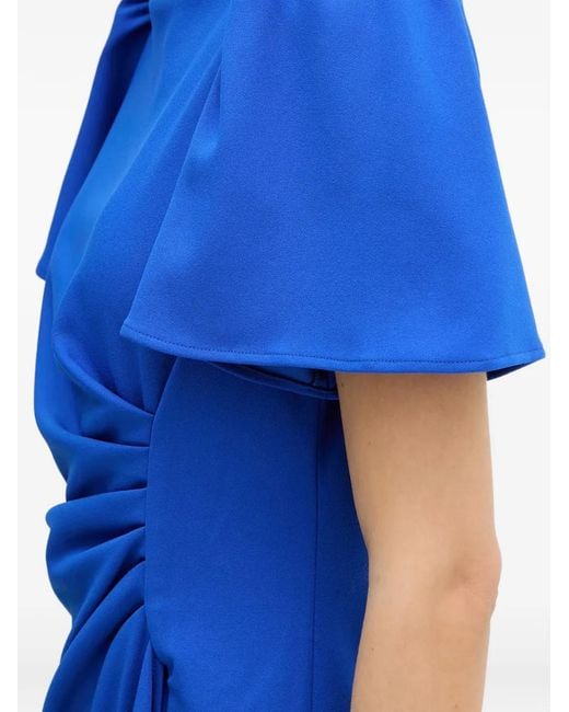 DKNY Blue Puffed Sleeve Gathered Dress