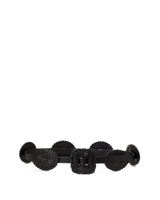 Polo Ralph Lauren Black Embossed-Buckle Leather Belt