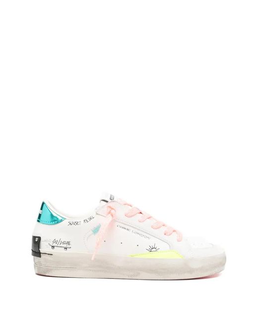 Crime London White Sk8 Deluxe Sunset Rebel Sneakers