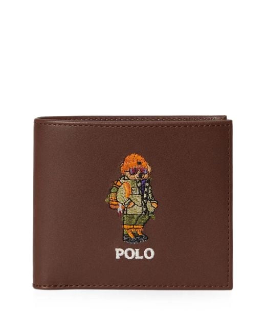Polo Ralph Lauren Brown Polo Bear Leather Billfold Wallet for men