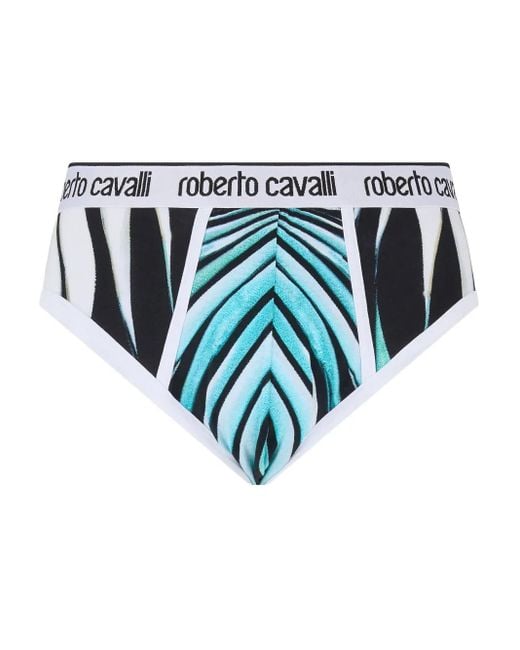 Roberto Cavalli Blue Ray Of Sea-Print Briefs for men