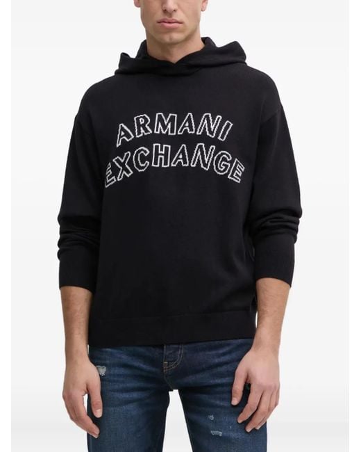 Felpa Con Logo A Intarsi di ARMANI EXCHANGE in Black da Uomo
