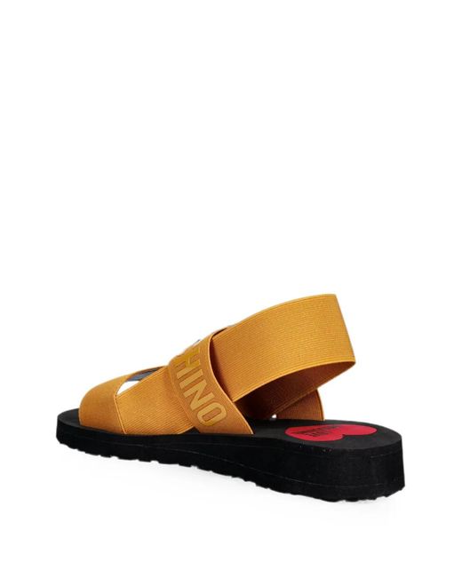 Love Moschino Yellow Logo-Strap Slingback Sandals