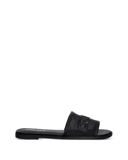 DKNY White Logo-Patch Mesh Sandals