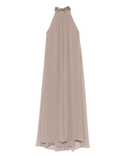P.A.R.O.S.H. Embellished Halterneck Dress Natural