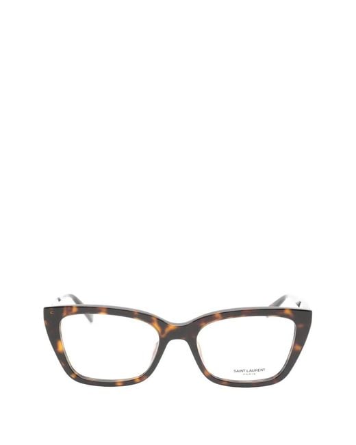 Saint Laurent Brown Tortoiseshell-Effect Glasses