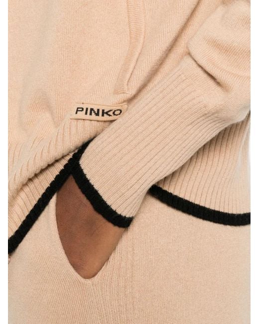 Pinko Natural Zip-Up Knitted Hoodie