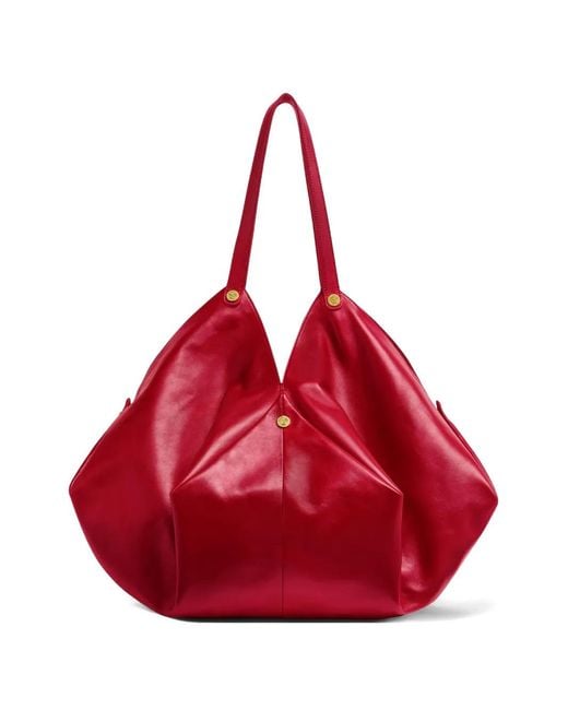 Versace Red Protea Large Nappa Shoulder Bag