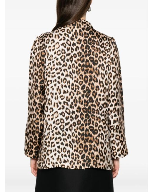 La Prestic Ouiston Natural Leopard-Print Single-Breasted Blazer
