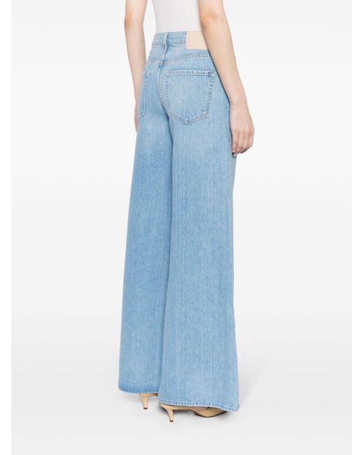 Mother Blue Slung Sugar Cone Sneak Low-rise Flared Jeans
